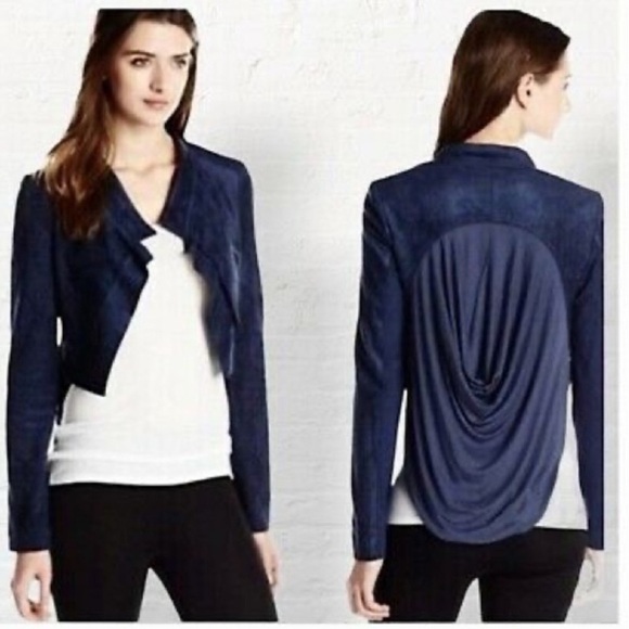BCBG MaxAzria NORTON high low Drafted Blazer Size  S Carbon Blue long sleeve - Picture 1 of 6